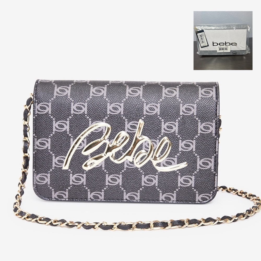 NWT Bebe Black Gianna Monogram Crossbody BG.10